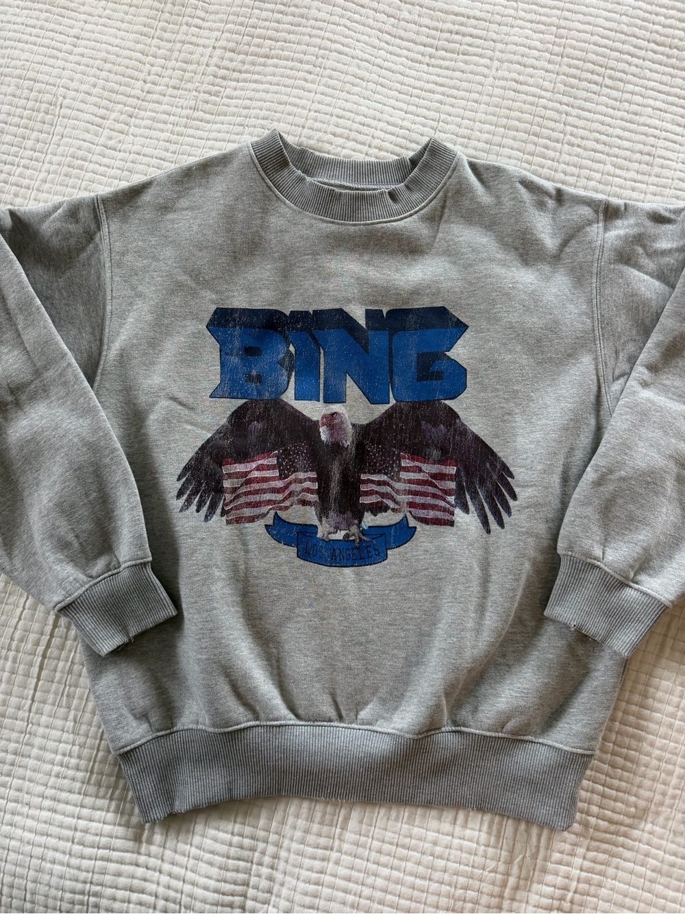 Anine Bing Grey Eagle Graphic Crewneck Sweater